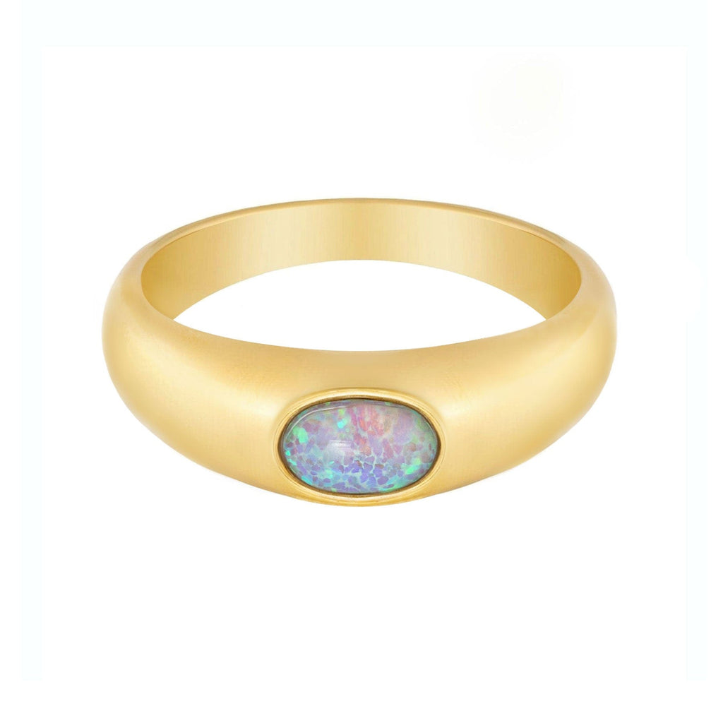 BohoMoon Stainless Steel Aisha Opal Ring Gold / US 6 / UK L / EUR 51 (small)