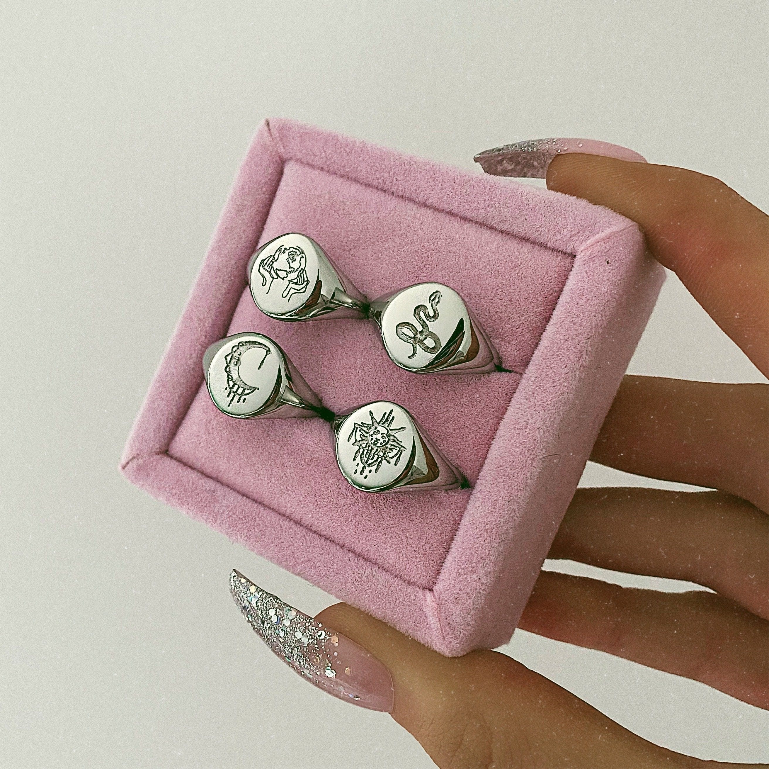 Embellished Snake Signet Ring