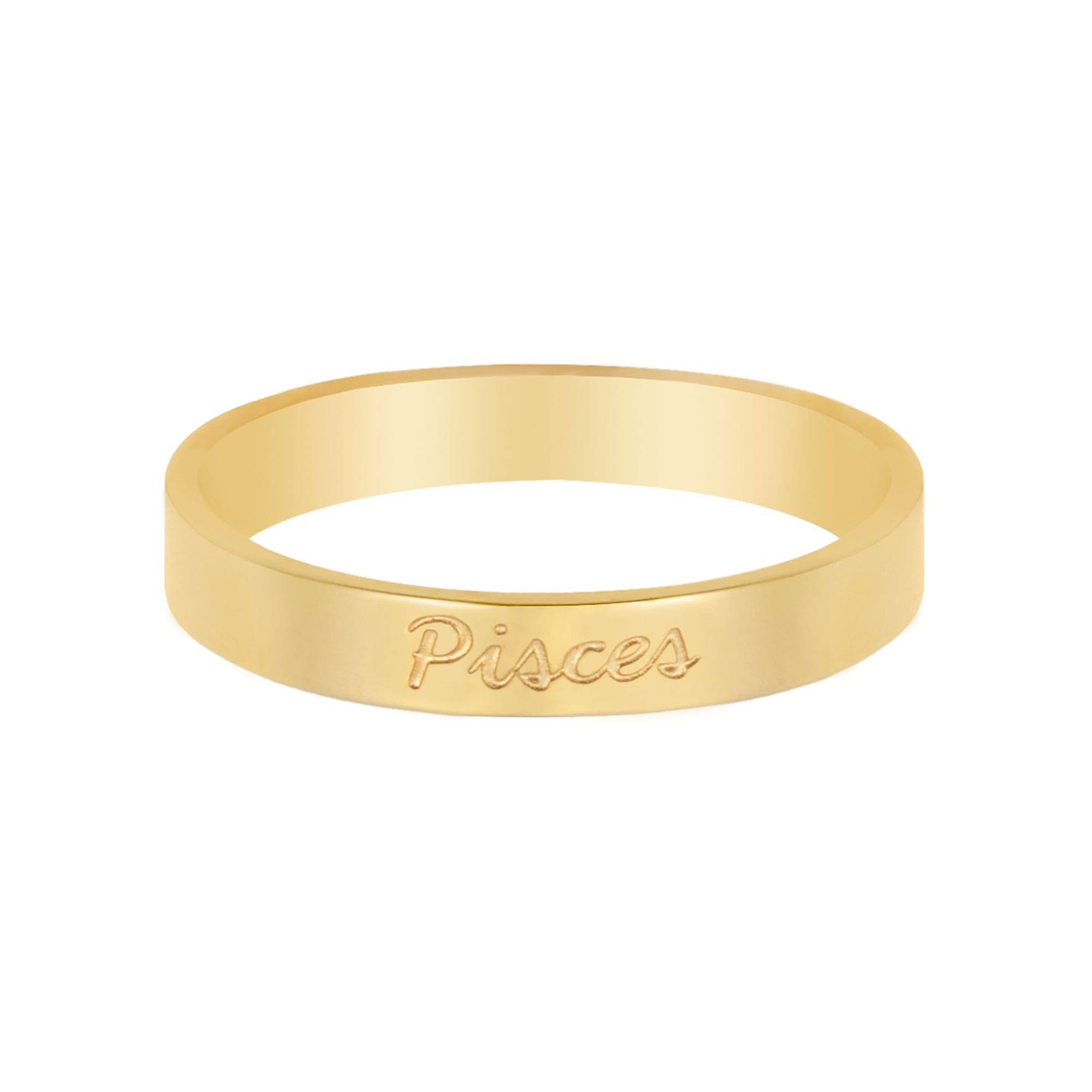 BohoMoon Stainless Steel Italic Zodiac Ring Gold Pisces / US 4 / UK H / EUR 46 / (xxsmall)