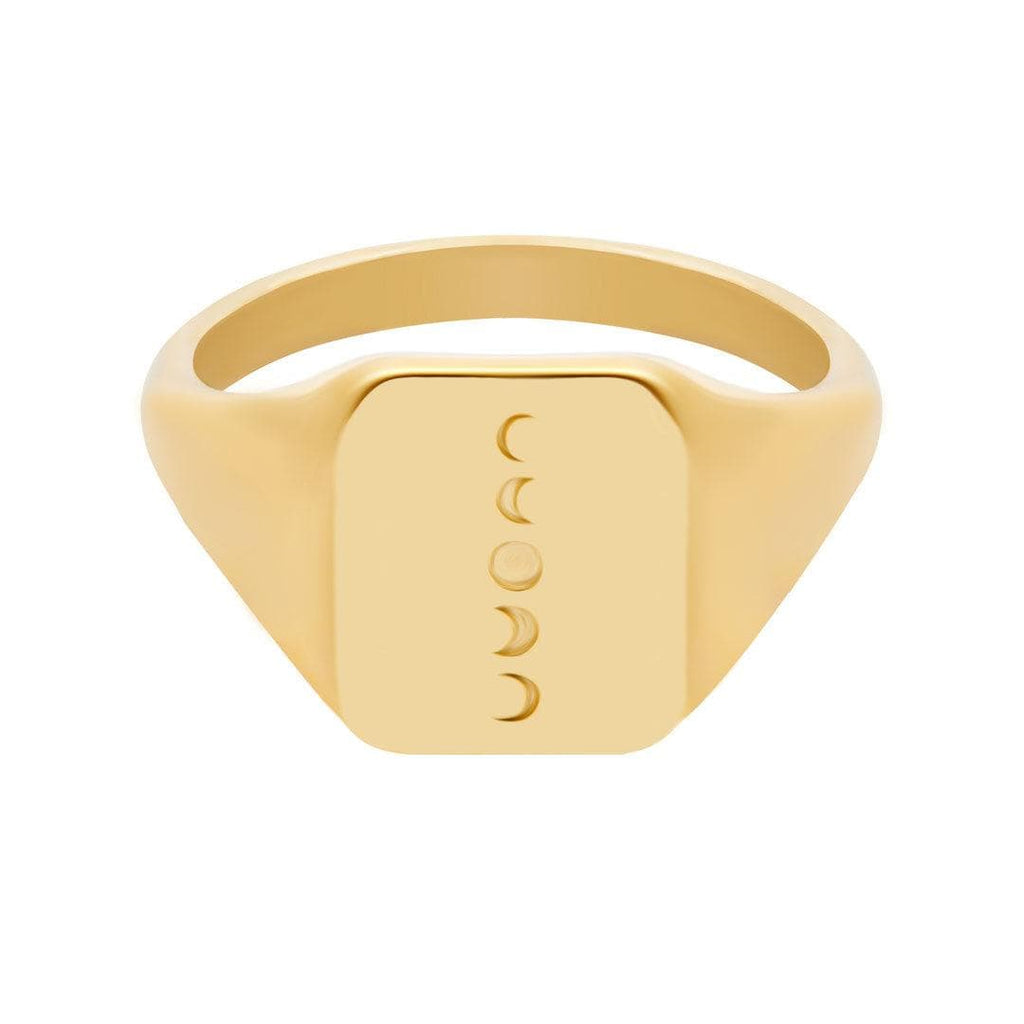 BohoMoon Stainless Steel Moon Phases Signet Ring Gold / US 6 / UK L / EUR 51 (small)