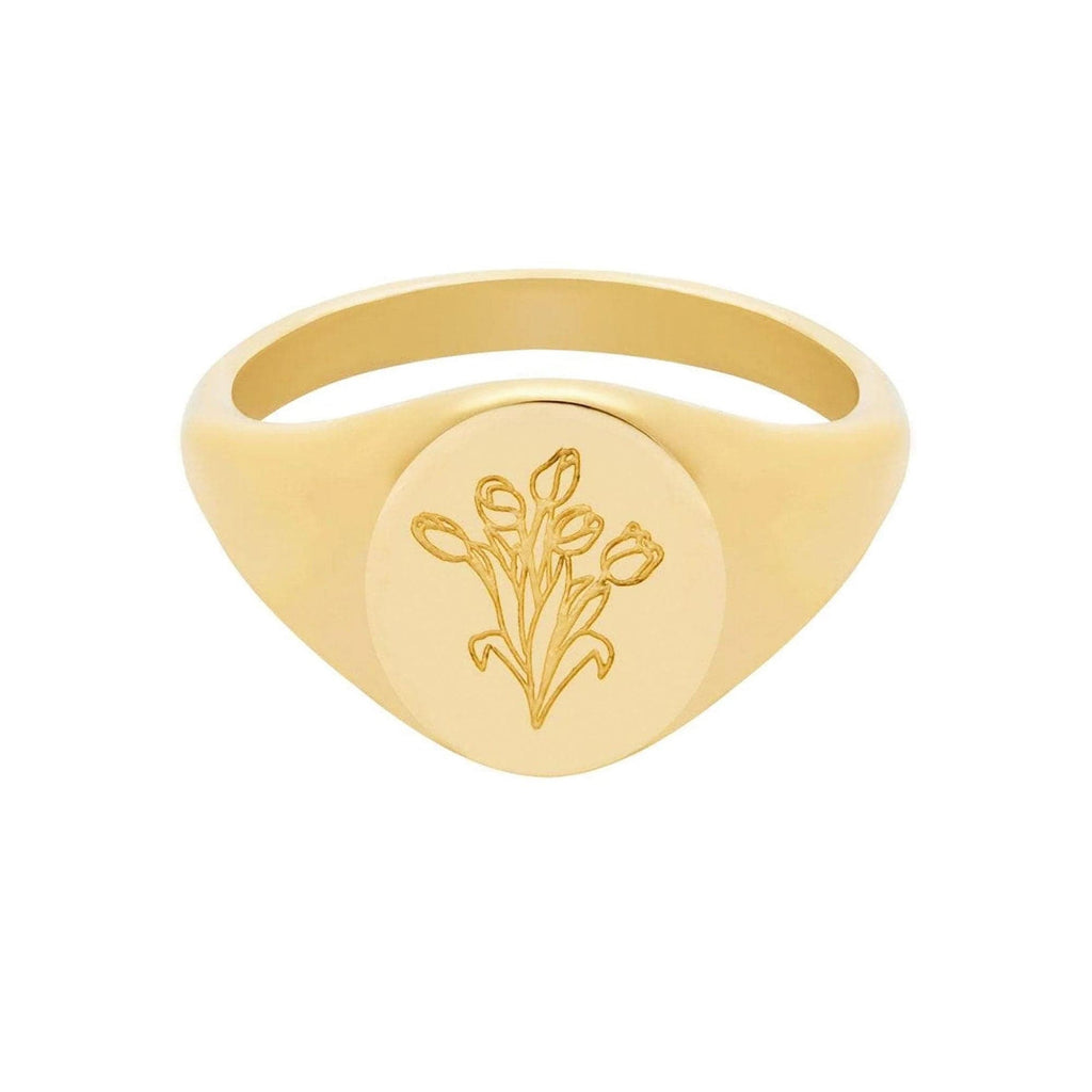 BohoMoon Stainless Steel Tulips Signet Ring